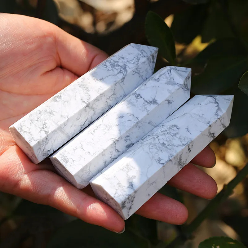 1 шт. ручная резьба натуральный белый бирюзовый кварц howlite crystal wand point 80 мм для
