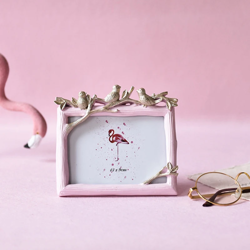 Рамка для картин в скандинавском стиле золотая птица розовая рамка для фото декора 6 дюймов 7 дюймов 8 дюймов креативная настольная подставка украшения подарок другу - Цвет: 5inch