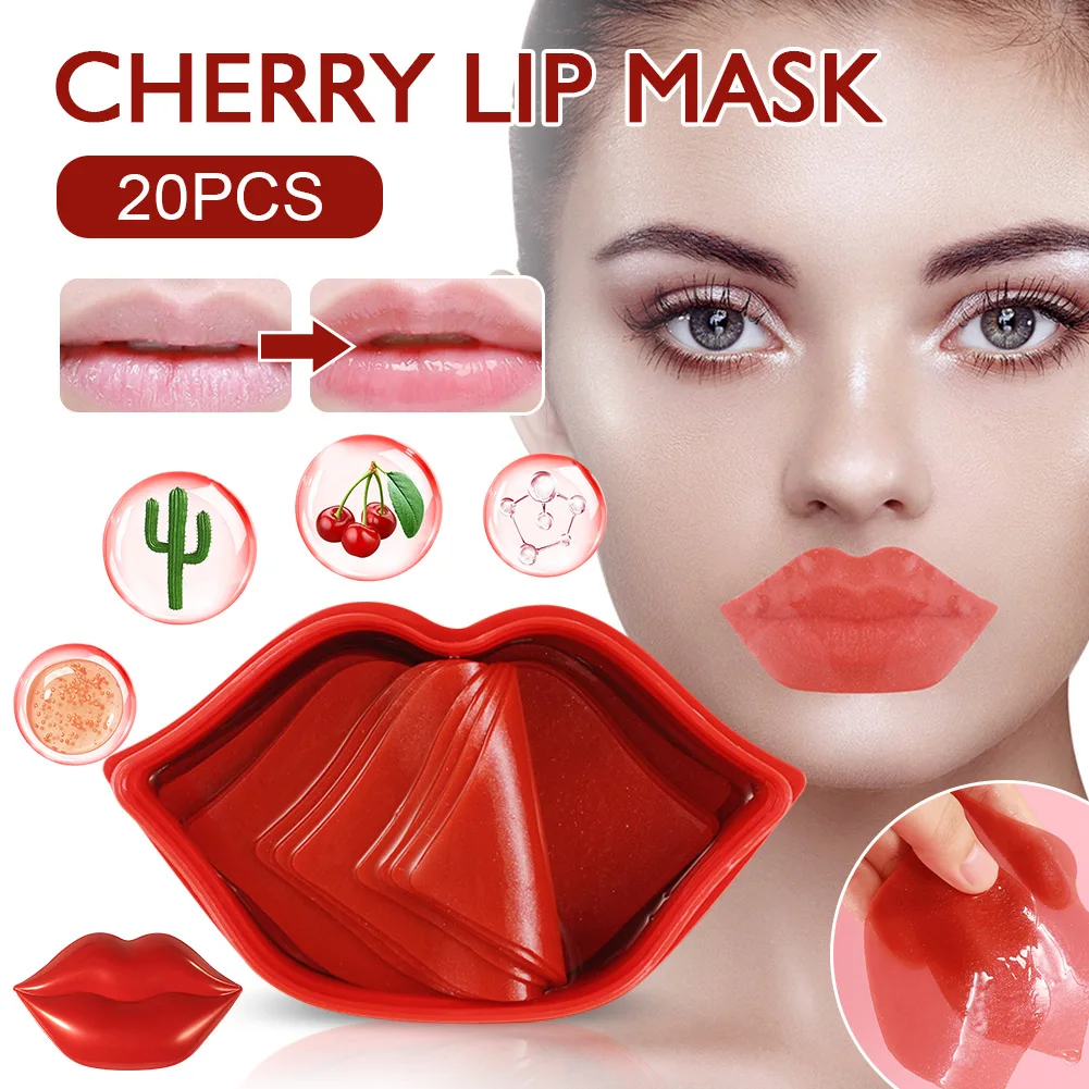 20pcs Cherry Lip Mask Deep Moisturizing Hydrating Lip Mask Reduce Lip Lines Dryness Day and