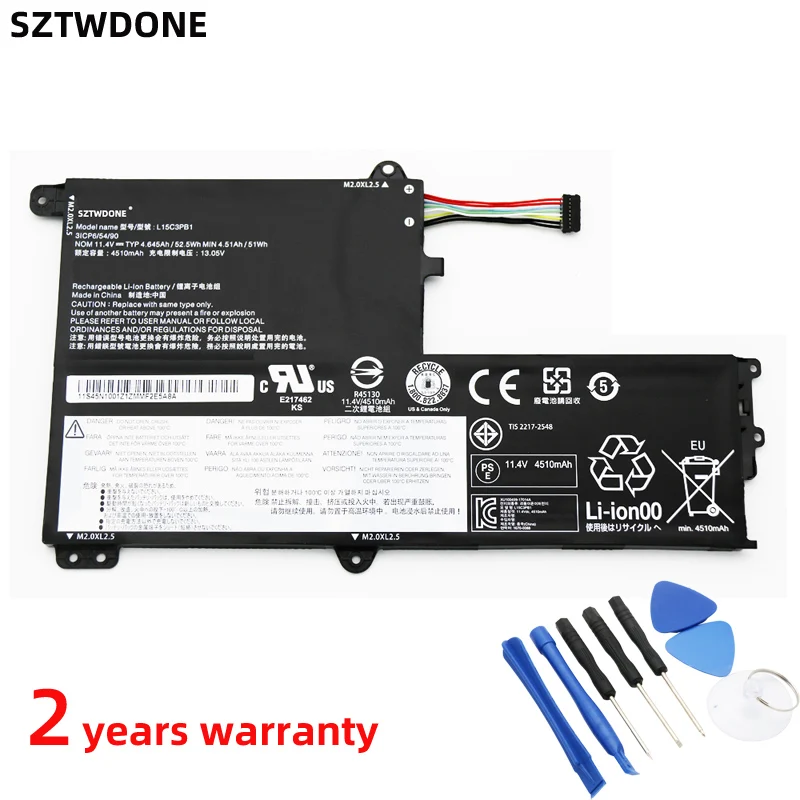 SZTWDONE Новый аккумулятор для ноутбука Lenovo L15C3PB1 11 4 V 4645MAH 52.5WH|Аккумуляторы ноутбуков|