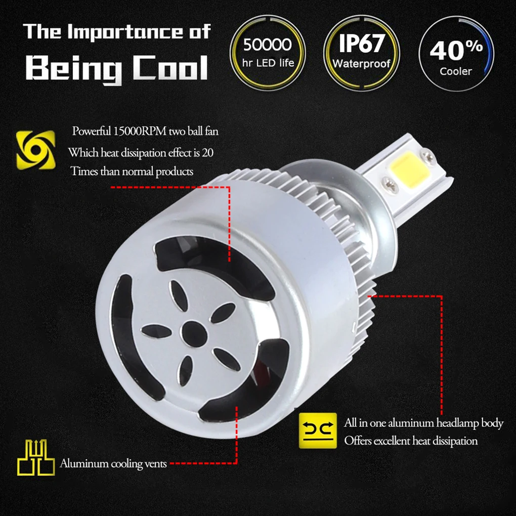 1 пара H1/H3/H7/H11/9005/9006 светодиодный фары автомобиля лампы ближнего света лампы для фар 36 Вт 8000 к высокой мощности ходовые лампочки
