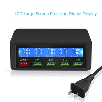 

50W Quick QC 3.0 Charge 5 Port Smart LCD USB Charger Adapter Station Fast Charging For iPhone 7 Samsung S10 Phone Charger