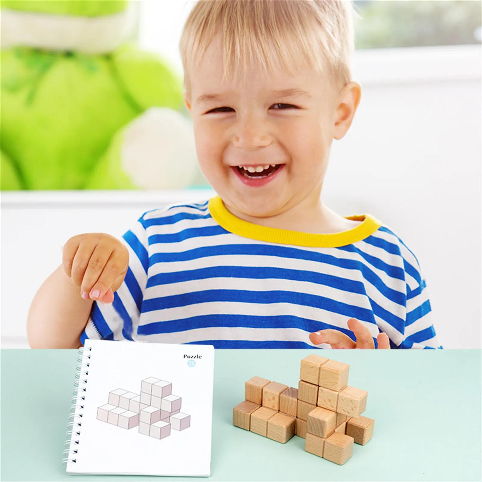 Caixa de Quebra-cabeças de Madeira Empilhamento de Jogos com Tijolos Brinquedos para Crianças Colorida Coloridos 19 Caixa de quebra-cabeças de madeira colorida, empilhamento