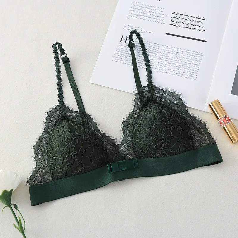 

new sexy Lace women Underwear Triangle Cup push up bra wireless Bra French lingerie Thin Cup Back Buckle Women's Bralette top