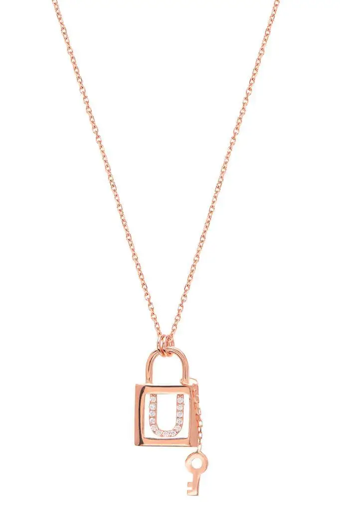 Key Lock Letter Silver Necklace-U Great gift options for loved ones and special occasions long-lasting stylish designs | Украшения и