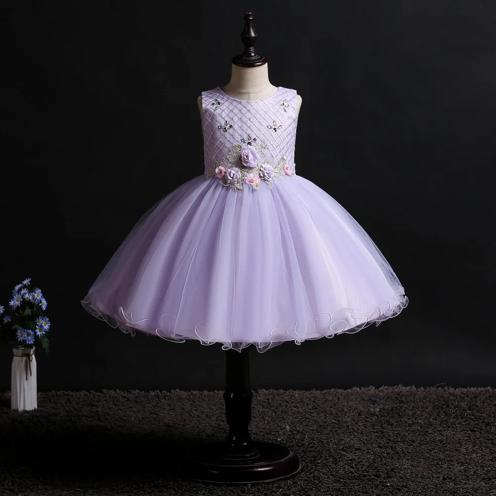 Юбки принцессы для девочек пышные пряжа хост подиум для моделей представление в детском саду сценические Свадебные платья для девочек