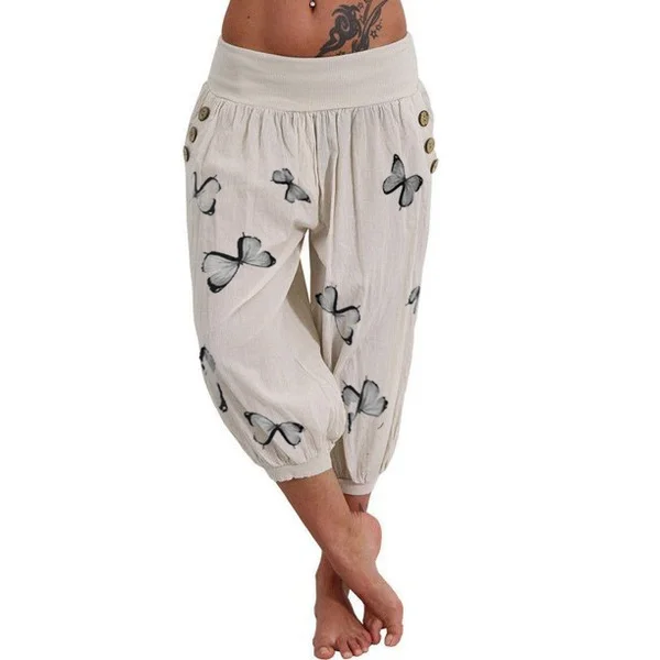 Capris Pants Women High Waist Harem Pants Lightweight Streetwear Female  Pocket Baggy Capri Jogger Trousers Bottoms with Print|Pants u0026 Capris| -  AliExpress
