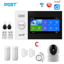 Pgst pg107 wifi 3g gsm sistema de alarme segurança em casa com camers ip pir sensor movimento suporte vida inteligente controle app