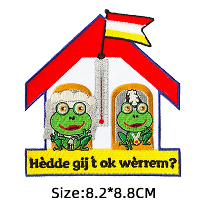 2021 Oeteldonk Emblem Frog Carnival for Netherland Emblems Full Embroidered Iron on Embroidery Patches for Clothing Applique F