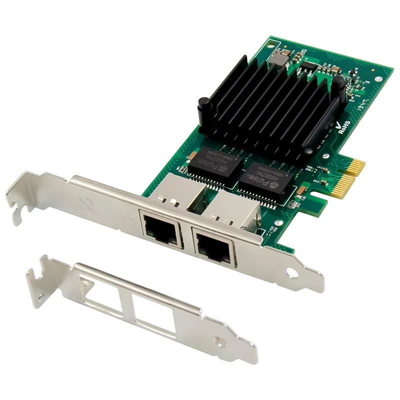 PCIe сетевая карта 2 порта RJ45 Gigabit Ethernet Электрический адаптер 1000M X1 I350AM2 для ПК