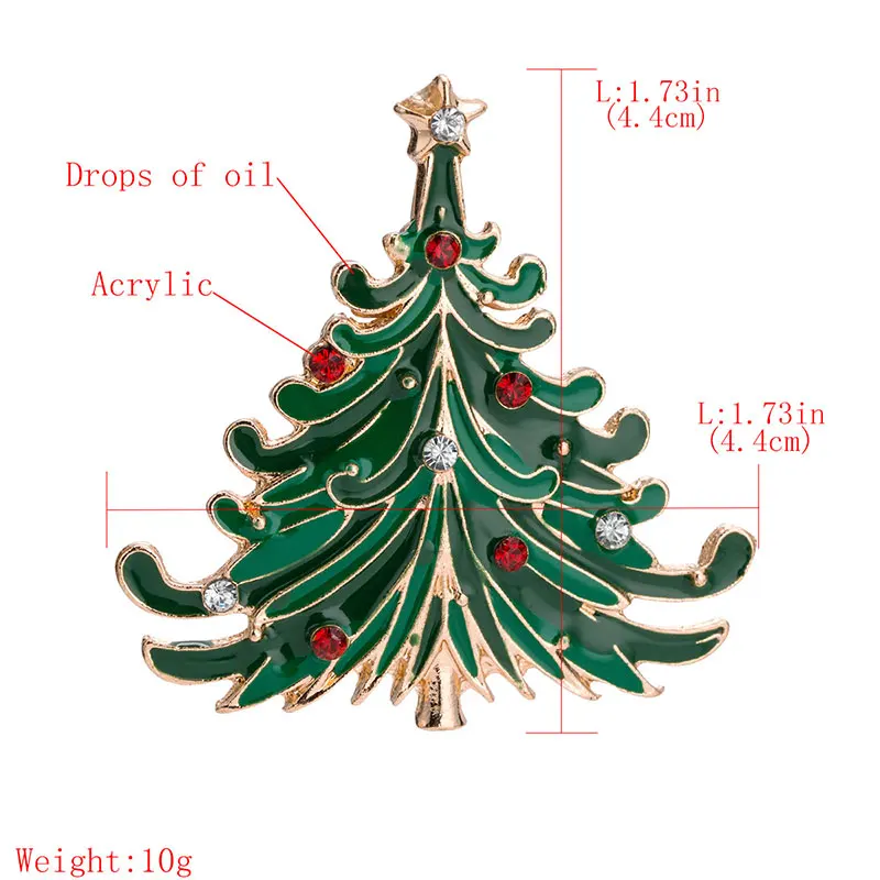 Брошь со стразами в виде рождественской елки брошь осень зима цветная Рождественская елка булавка брошь золотой черный Рождественский ювелирный аксессуар