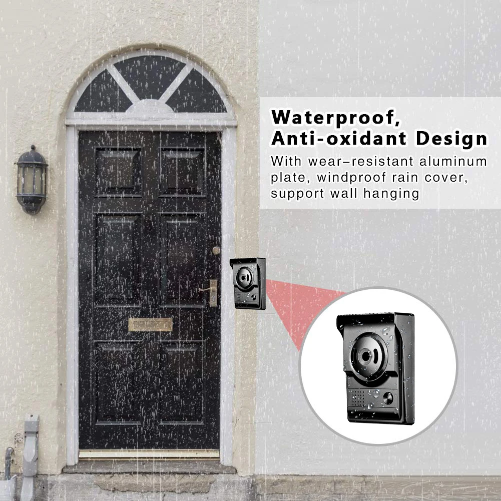 Видео дверной звонок Дверной телефон " цветной экран с водонепроницаемой наружной камерой двухстороннее аудио ночное видение для домашней внутренней системы