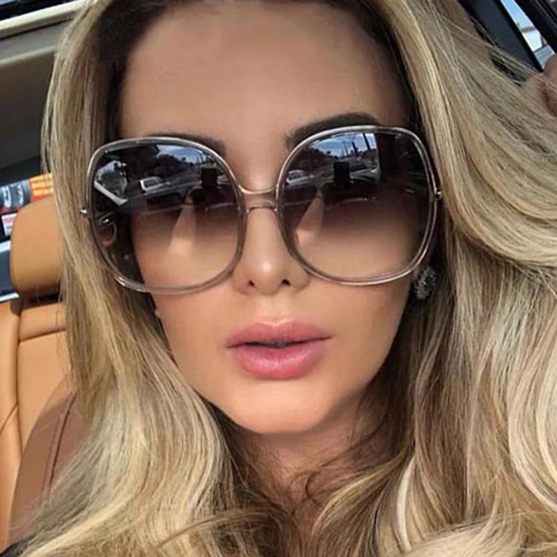 New Round Frame Sunglasses Woman Retro Brand Designer Brown Black Oversized Lady Sun Glasses Female Fashion Outdoor Driving
