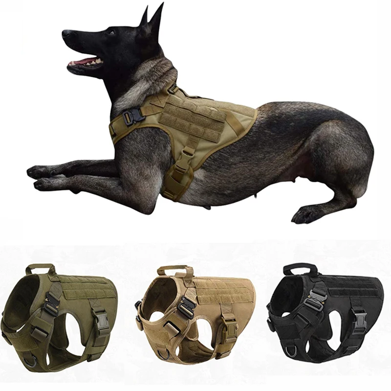Conjunto de arnés táctico y correa para perros grandes, chaleco con hebilla de Metal para perro K9, Pastor Alemán, arnés duradero para mascotas, entrenamiento para perros grandes