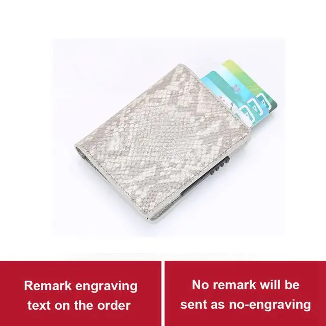 Snake Beige Лазерная гравировка мужские кошельки RFID алюминиевая блокировка держатель кредитной карты металлический мини тонкий ID карты маленькие кошельки ID cardholder - Цвет: Snake Beige