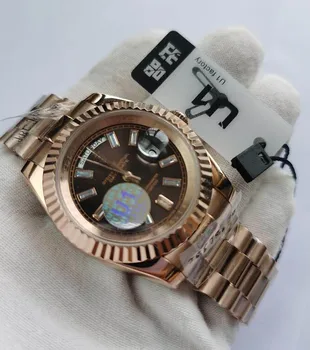 

Rose Gold U1 factory watch Men 40mm automatic mechanical Crystal numbers luxury brand Watches daydate
