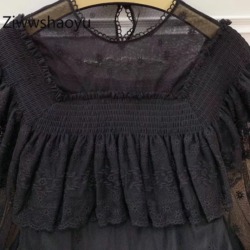Ziwwshaoyu Подиум Boho Woemn's Mesh Мини платья изысканная вышивка необычное платье для вечеринки