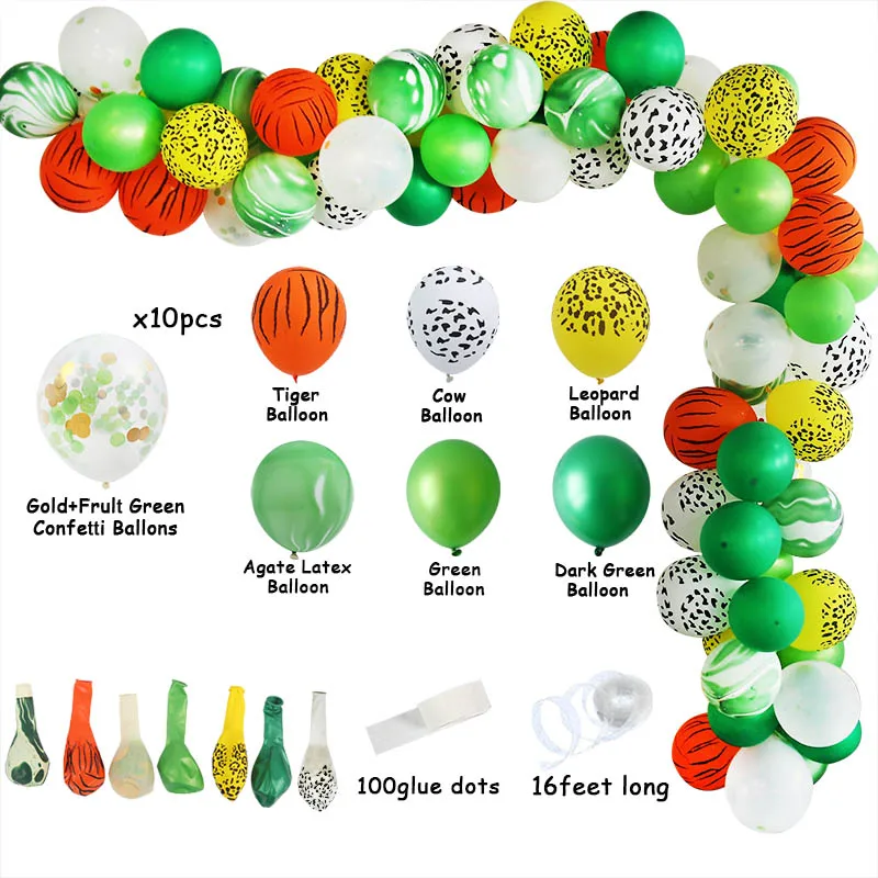 72 шт./компл. воздушные шары-гирлянды джунгли сафари Дикие один первый день рождения 1-й праздник день рождения украшения Дети 1 ребенок душ вечеринки фон