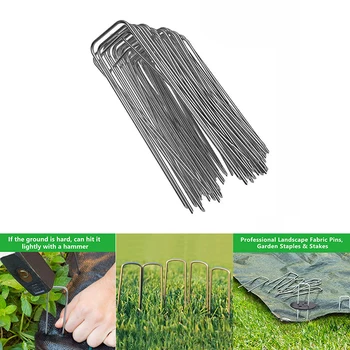 

50/10 Pcs Good Quality Heavy Duty U Shape Gauge Galvanized Steel Garden Stakes Staple Securing Pegs Home Garden Tools