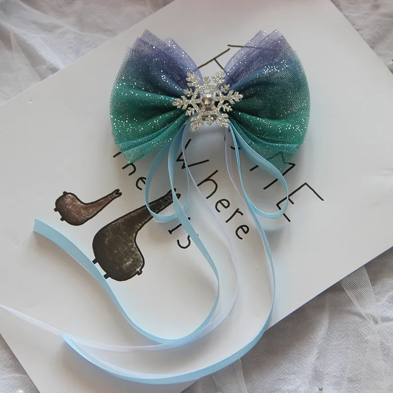 New Girls Fantasy Rainbow Big Bow Christmas Snowflake Crown Clips Princess Headband Hairpins Barrettes Kids Hair Accessories