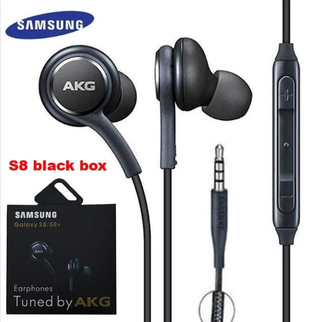 S8 with black box original Samsung earphone 3.5mm In-Ear IG955 Mic wired Headset for huawei xiaomi AKG Samsung S8/s8+ S5 S6 S7 S9 S10 Smart phone - Цвет: S8 with black box