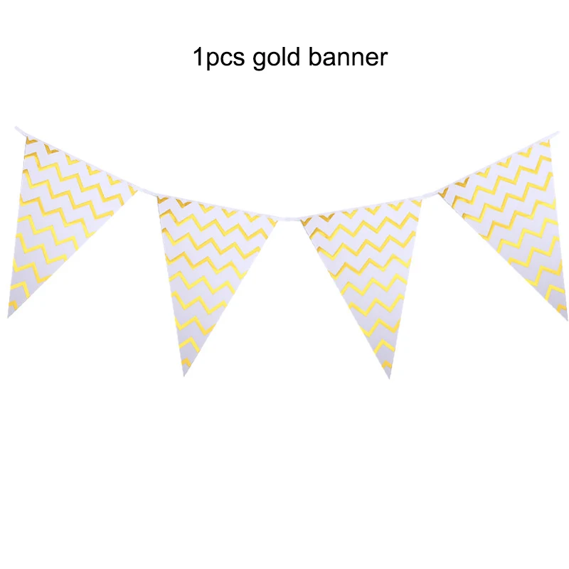 Gold/Silver Birthday Party Disposable Tableware disposable Wedding decoration plate cup baby shower decoration kids - Цвет: 1pcs banner