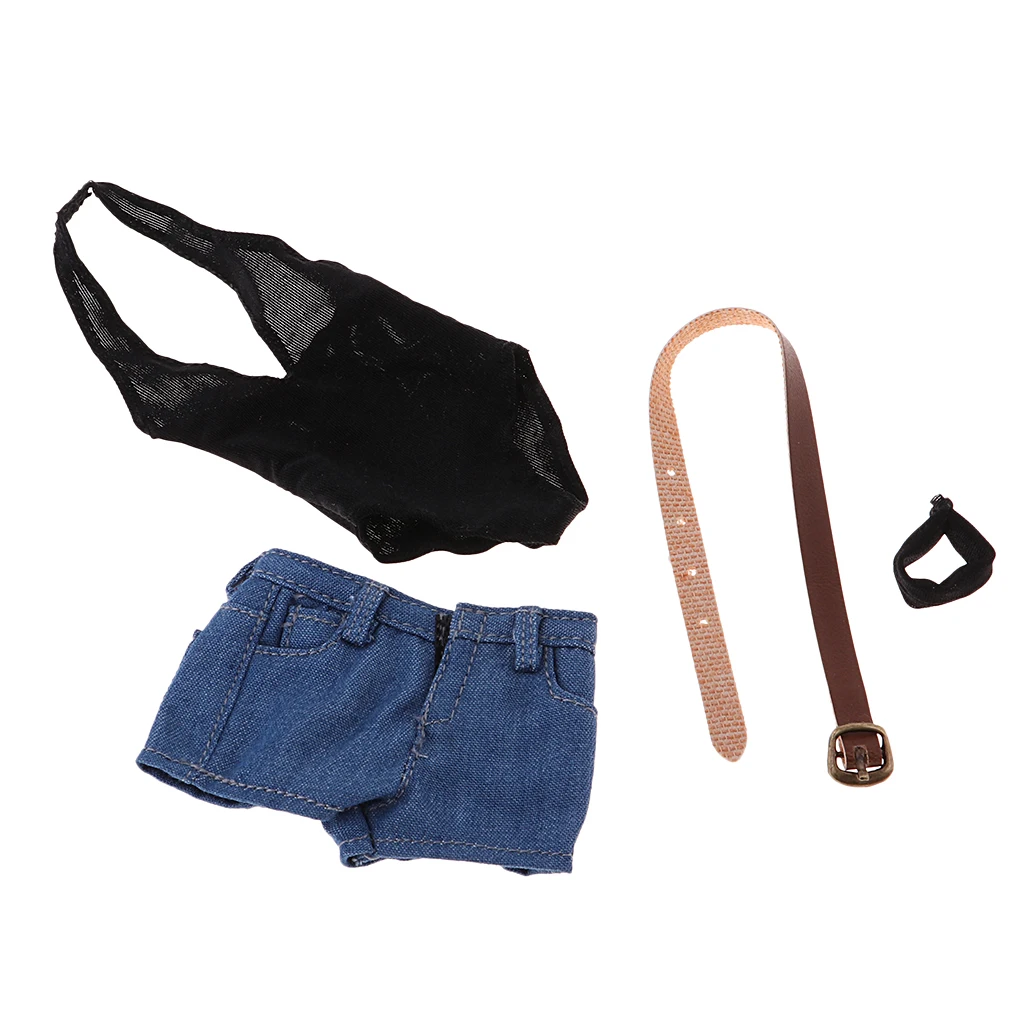 1/6 Scale Womens Bodysuit + Hot Jeans + Belt + Choker Set for 12 inch   HT,  PH, JIAOU, CY Girls Female Body