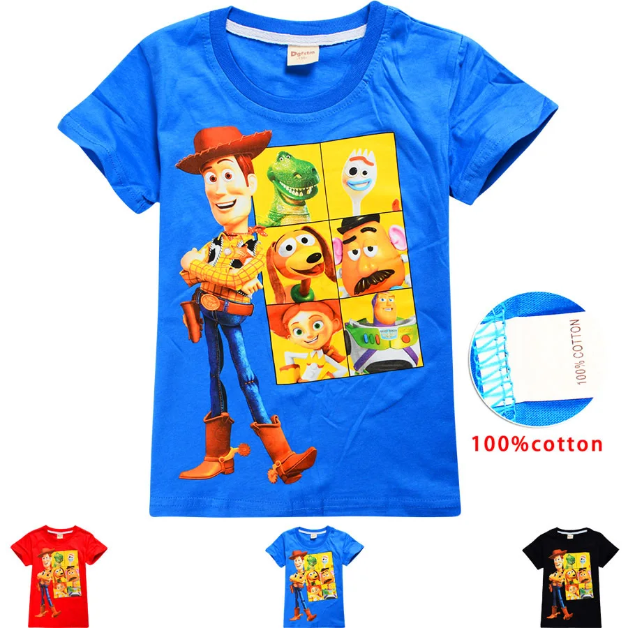 Toy Story kids tshirt summer New 3-12 Years Buzz Lightyear Kids Tshirt Printed Cartoon Woody Police Children Tops