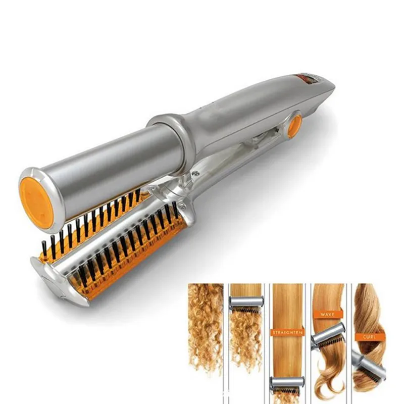 Профессиональная щетка для волос 2 в 1, щипцы для завивки и выпрямления волос, электрические бигуди для выпрямления, быстрый нагрев, инструмент для укладки волос 40#1
