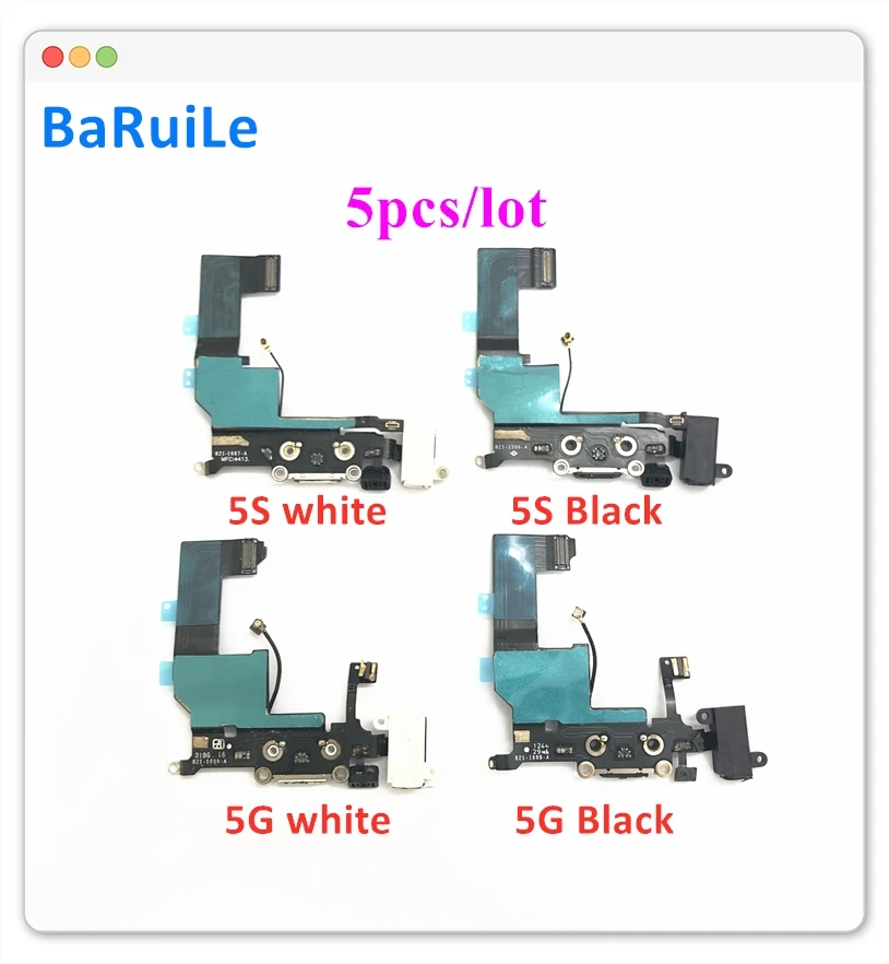 BaRuiLe 5 шт. гибкий кабель для зарядного порта iPhone 5S 5C USB разъем док станции Зарядные