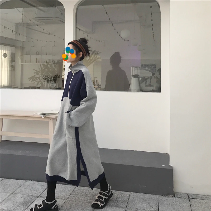 Moda feminina, толстовка, пуловер с длинным рукавом и толстовки, стоячий консервативный стиль, осенняя Горячая сплошная шикарная женская одежда на молнии