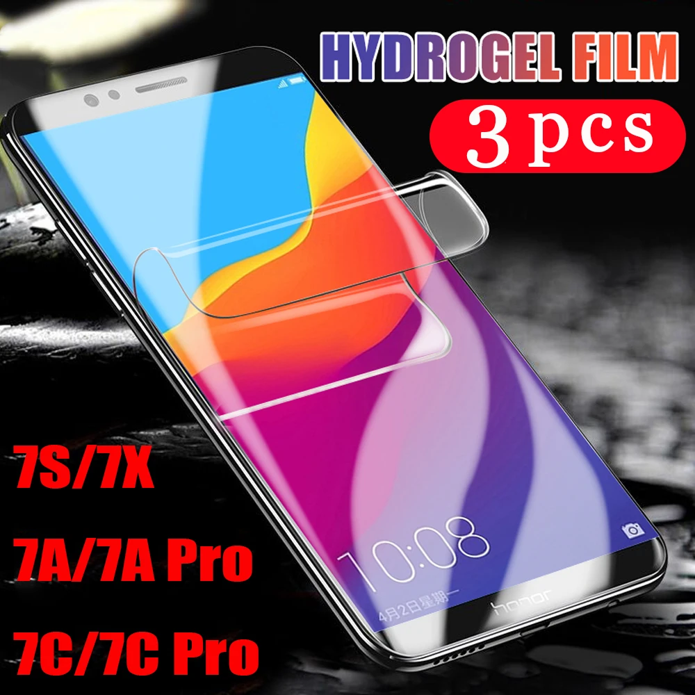 3 шт. мягкая полноразмерная Защитная пленка для huawei honor 7X 7S 7C 7A pro Гидрогелевая