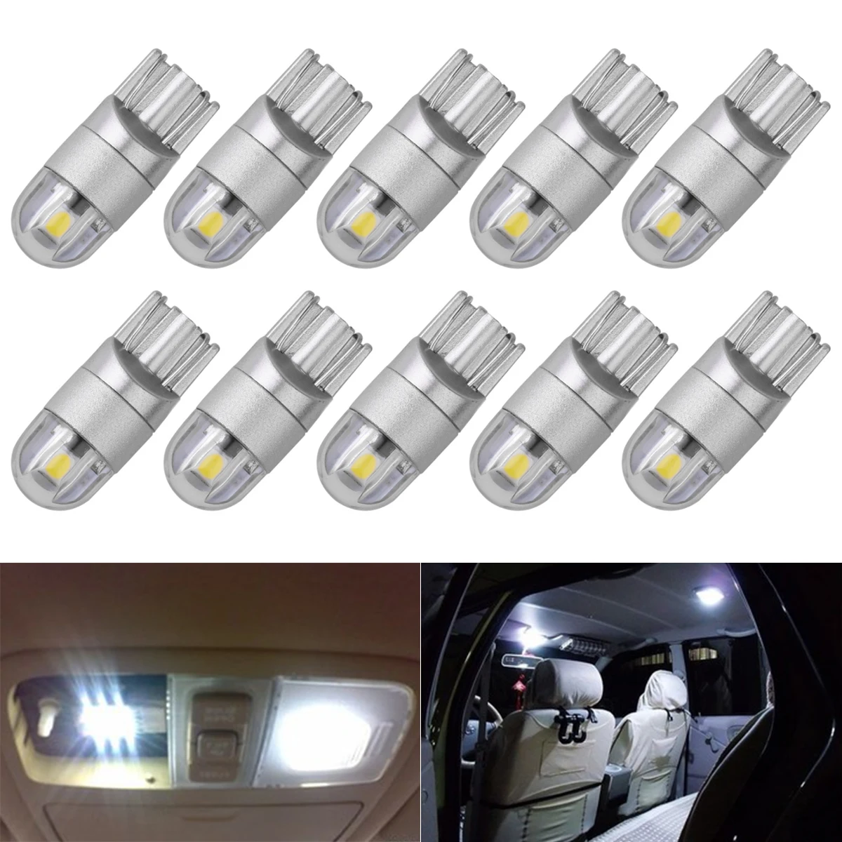 10 шт. T10 светодиодный лампы W5W 3030 Клин лампа 501 2SMD Автомобильный бортовой светильник автоматически читать парковка купольная лампа 12V Белый Янтарь f: кристально-голубой, красный - Испускаемый цвет: White