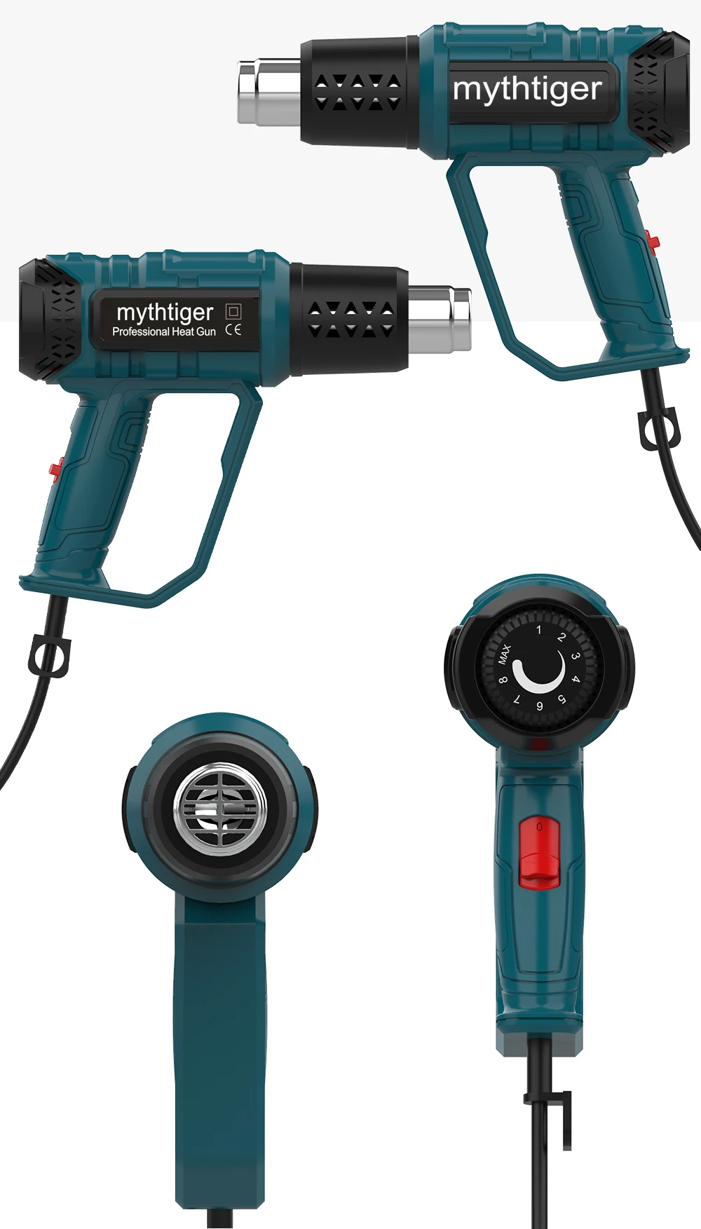 2000W 60-600 Degree Heat Gun 220V EU Industrial Electric Hot Air Gun Shrink Wrapping Thermal Heater Welding Tool
