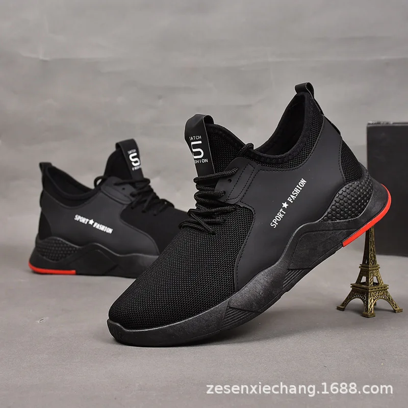 

2019 Autumn & Winter Men Sport Sneakers Punched Sheet Red Students Casual Shoes Fashion Korean-style Lace-up Running Shoes Fashi