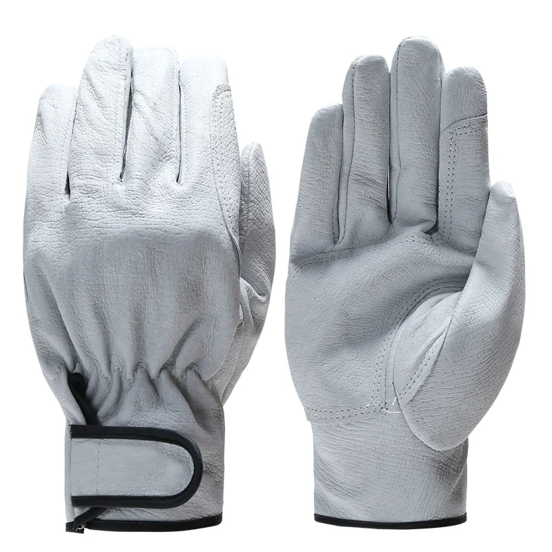 Бренд QIANGLEAF,, лидер продаж, защитные мужские рабочие перчатки, d-класс, тонкие кожаные защитные перчатки для работы на открытом воздухе, 527 - Цвет: Black Edge