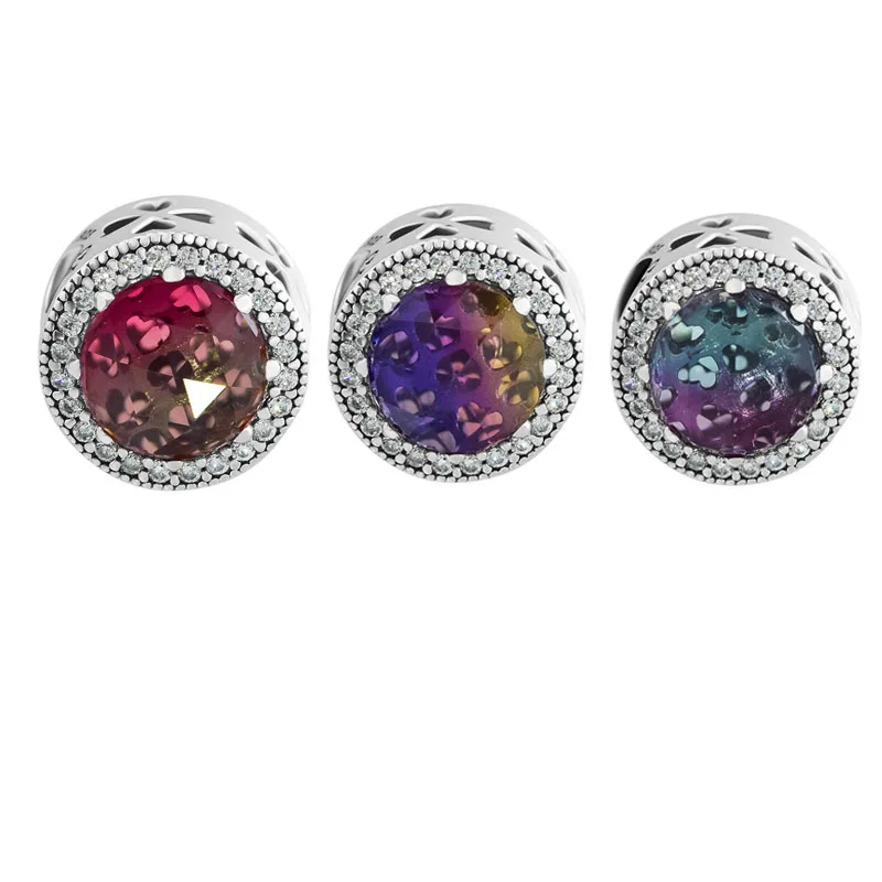 

CKK Beads 100% 925 Sterling SilverRadiant Hearts Coloured CZ Charm for Jewelry Making Fit Charms Bracelets free shipping