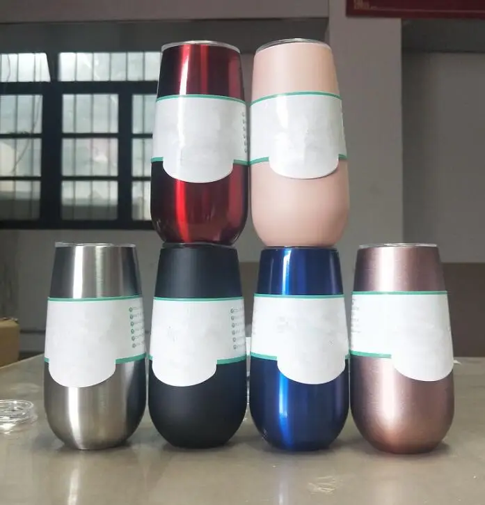 60 шт. 6 унций яйца чашки бокалы для вина стаканы stemless розовое золото нержавеющая сталь с двойными стенками вакуумной изоляцией кружки с прозрачной крышкой