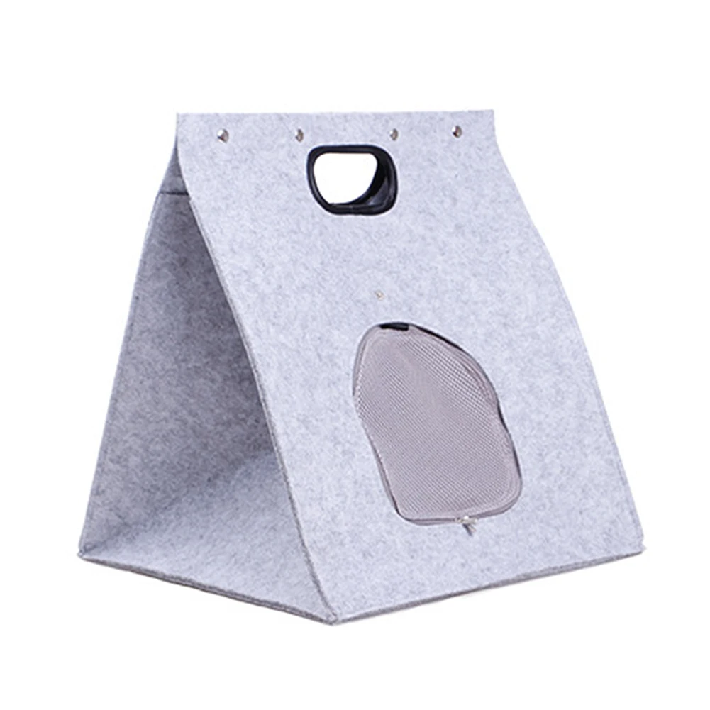 Gray Cattery Portable Foldable Cat Dog Pet Nest Kennel Tent Outgoing Detachable Washable Breathable - Color: Gray