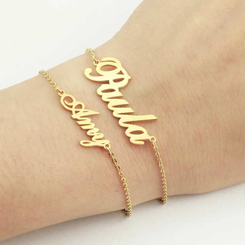 

Custom Personal Name Bracelet Women Girls Stainless Steel Chain Letter Customize Charm Bracelets Unique Custom Jewelry Gift
