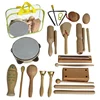 Log Percussion Instrument Set Toy Wooden Sand Hammer Drum Double Sound Tube Beginner Music Teaching Aids For Preschool Children 1