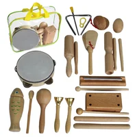 Log Percussion Instrument Set Toy Wooden Sand Hammer Drum Double Sound Tube Beginner Music Teaching Aids For Preschool Children 1