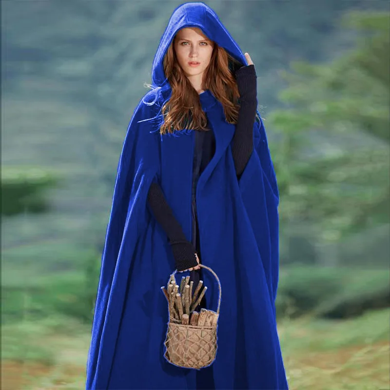 

Grey Vintage Winter Poncho Women 2019 Lonng Cape Cloak Jackets Hoodies Women Blue Warm Wind Breaker for Women Autumn Jacket