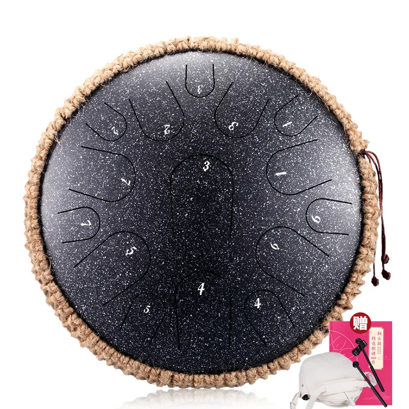 Hluru B Titanium steel tongue drum empty percussion tambourine Zen Musical instrument Profession 15 notes 13inch D tones handpan