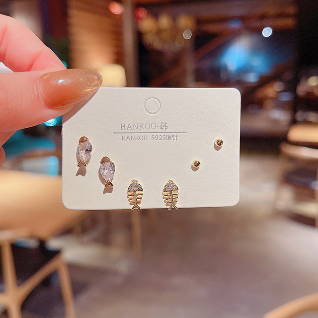 Simple Crystal Stud Earring Set For Women Butterfly Flowers Pearl Zircon Earrings Girl Party Wedding Engagement Jewelry