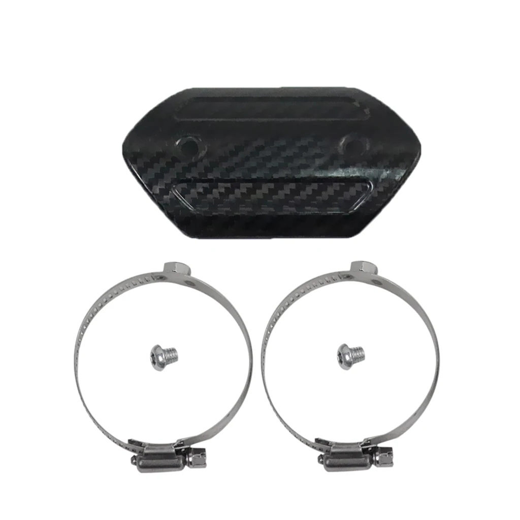 Motorcycle Exhaust Muffler Heat Shield Cover, 4 inch 100mm Carbon Fiber Heel Guard Protector, Black