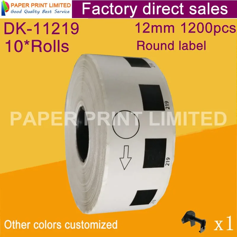 10 пополнения Rolls Совместимость DK-11219 этикетка Диаметр 12 мм круглые 1000 шт. совместимый для принтера Brother QL-570/700/710/720 DK-1219