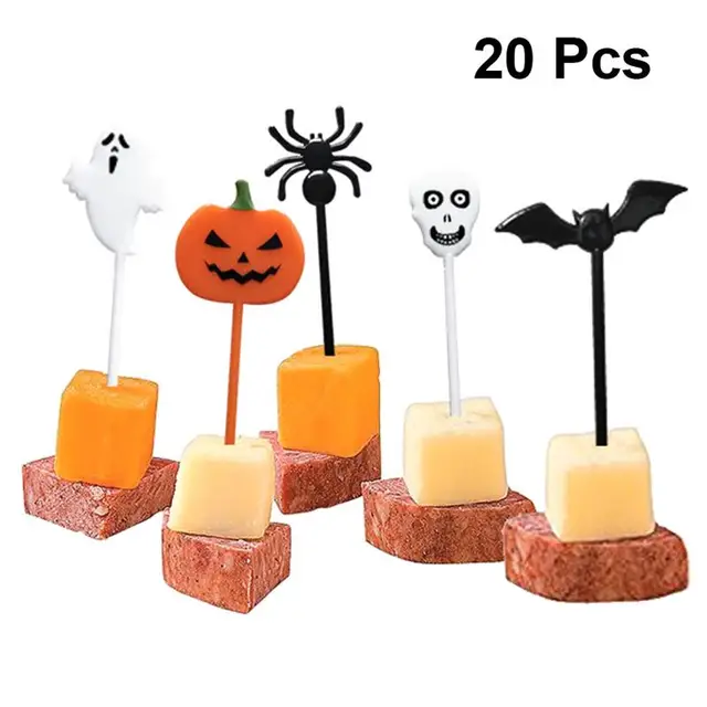 1 Set Cake Topper Halloween Theme Plastic Fruit Picks Cupcake Topper Cake Insert Cards Cake Picks For Party Cake Decoration 1