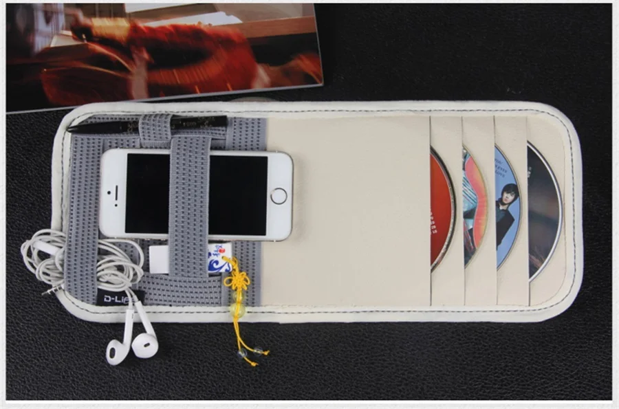 Multifunctional Car Sun Visor Car CD Glasses Fuel Card Mobile Phone Storage Bags Car Cab Co-pilot Interior Decoration Travel Bag