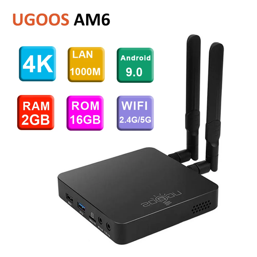 Смарт ТВ приставка UGOOS AM6 Amlogic S922X Android 9,0 DDR4 2 Гб ОЗУ 16 Гб ПЗУ 2,4G 5G Wi Fi LAN 1000M Bluetooth 5,0 4K HD медиаплеер|ТВ-приставки и медиаплееры| | АлиЭкспресс